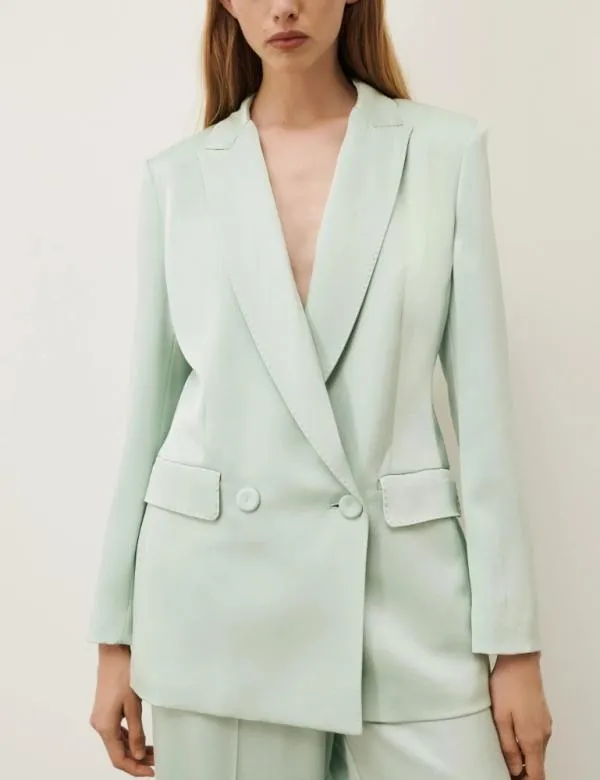 Marella Jackets Women Satin Blazer Aquamarine