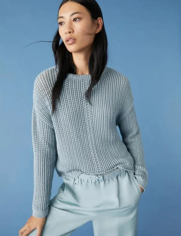 Marella Knitwear Women Boxy Sweater Skyblue