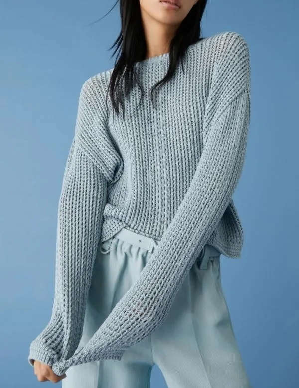 Marella Knitwear Women Boxy Sweater Skyblue