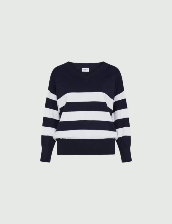 Marella Knitwear Women Striped Sweater Navy