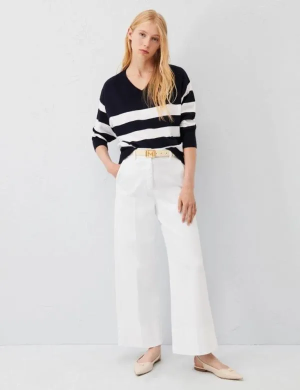 Marella Knitwear Women Striped Sweater Navy