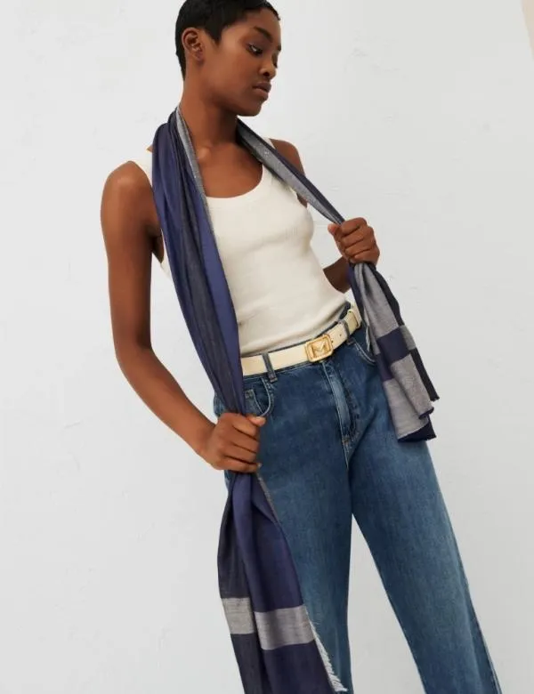 Marella Scarves And Foulard Women Sequinned Stole Midnightblue