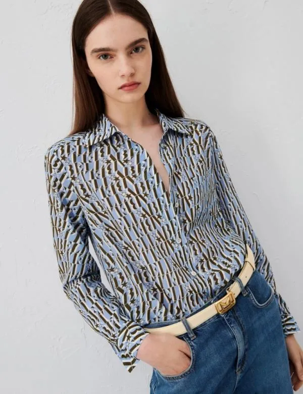 Marella Shirts Women Patterned Shirt Skyblue