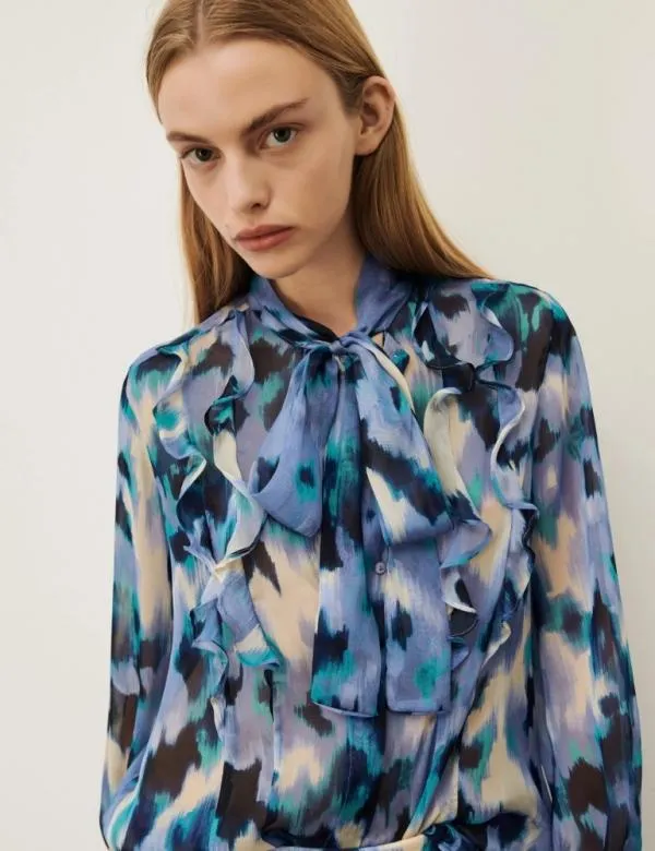 Marella Shirts Women Ruffle Blouse Lavender