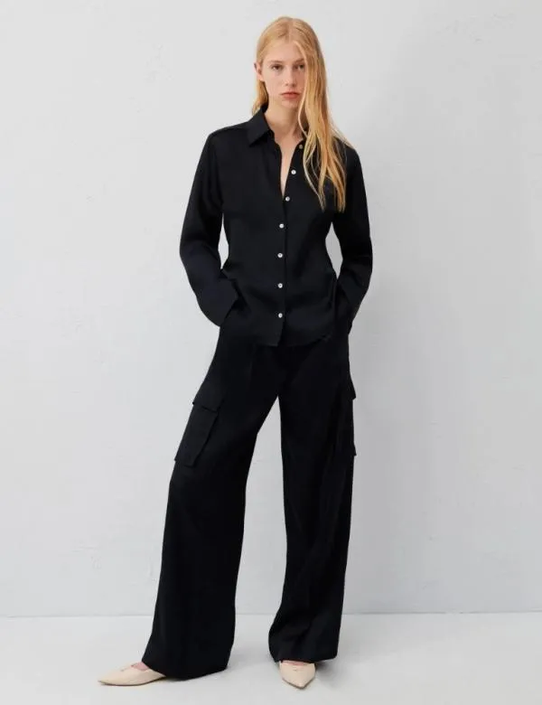 Marella Shirts Women Satin Shirt Navy