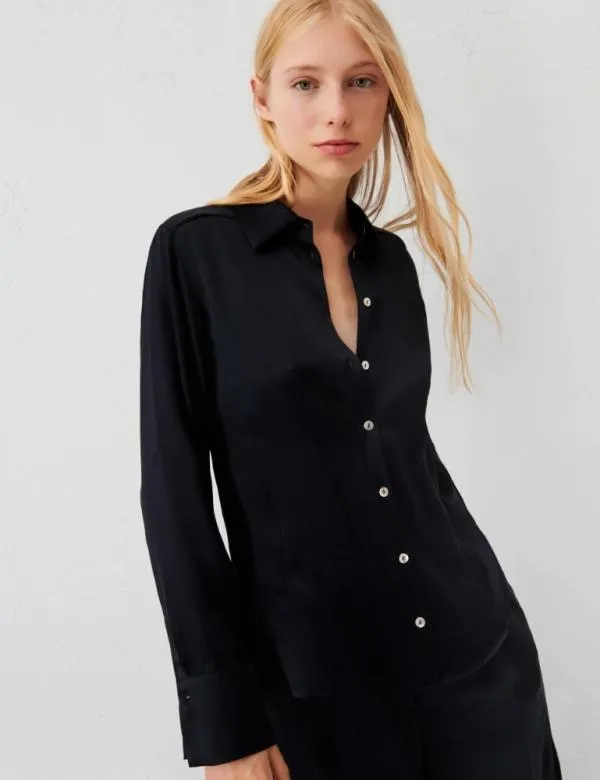 Marella Shirts Women Satin Shirt Navy