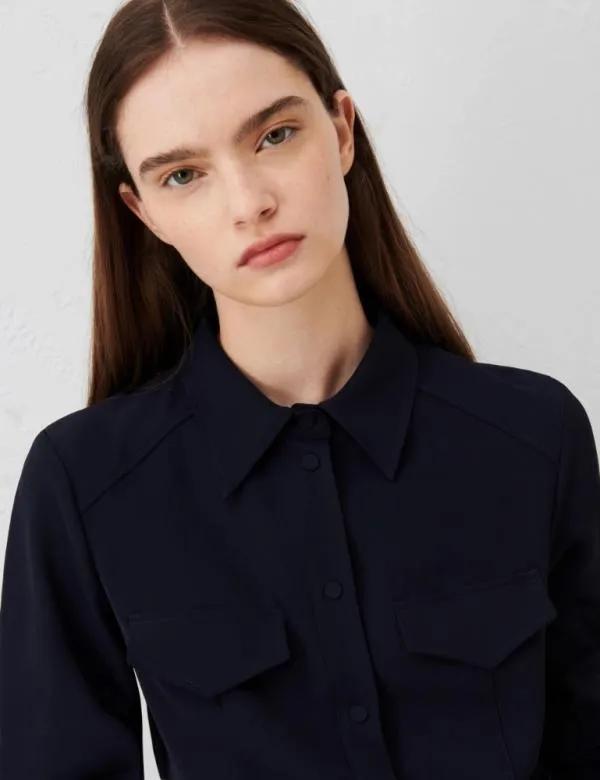 Marella Shirts Women Semifitted Shirt Navy
