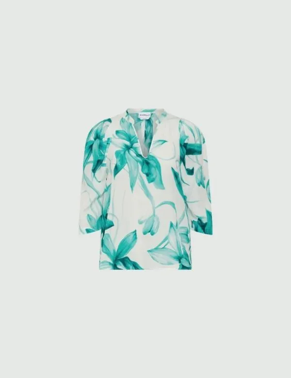 Marella Shirts Women Silk Blouse Emerald