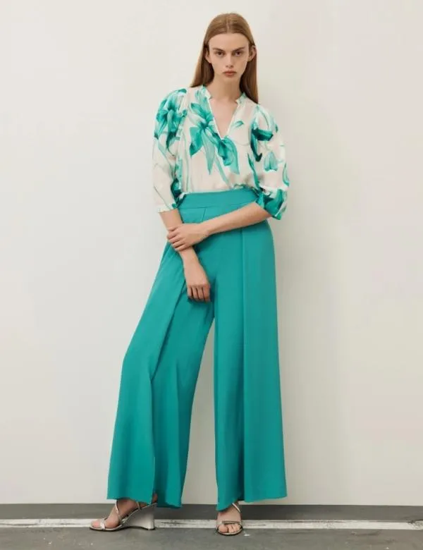 Marella Shirts Women Silk Blouse Emerald