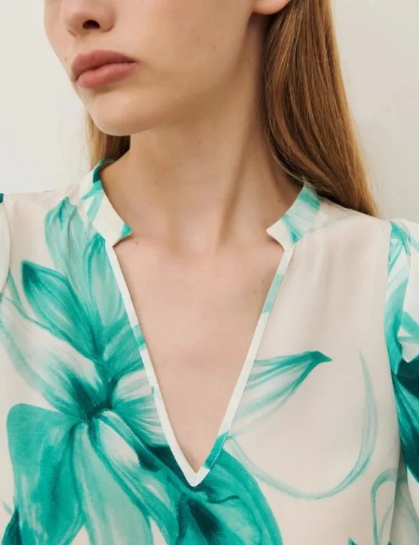 Marella Shirts Women Silk Blouse Emerald