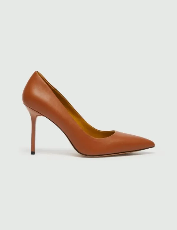 Marella Shoes Women Leather Court Shoes Tobacco