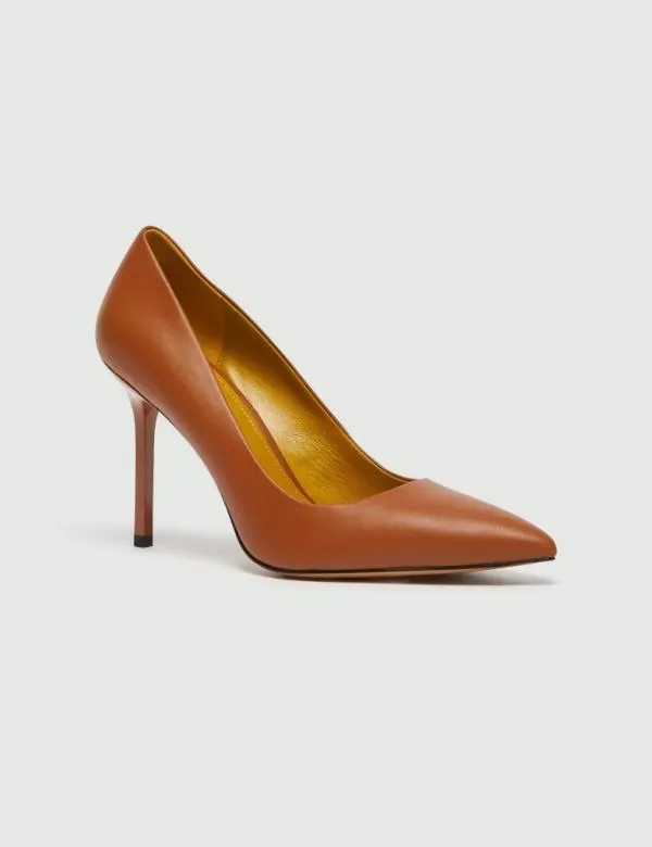 Marella Shoes Women Leather Court Shoes Tobacco