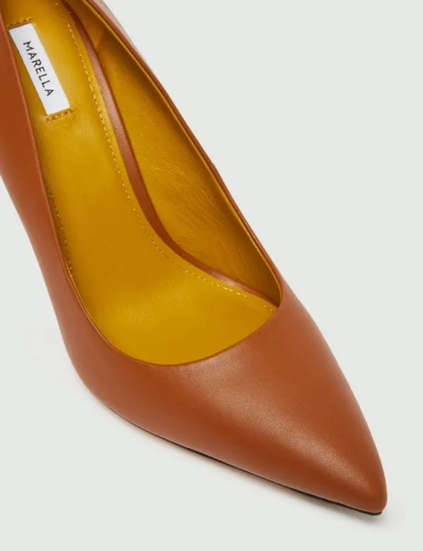 Marella Shoes Women Leather Court Shoes Tobacco