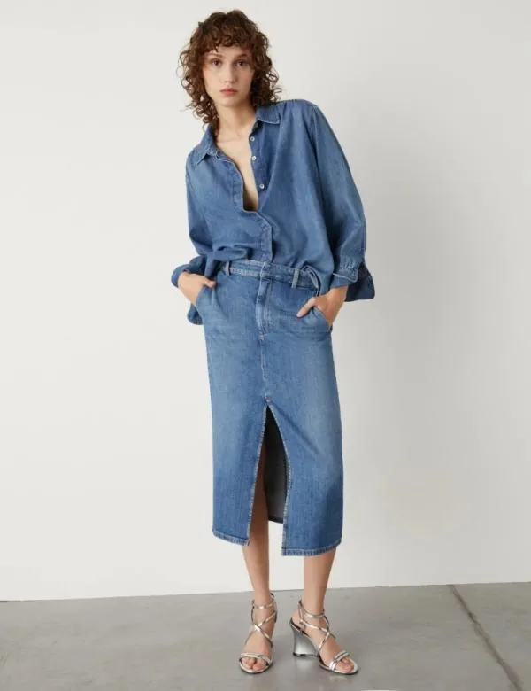 Marella Skirts Women Denim Skirt Blue Jeans