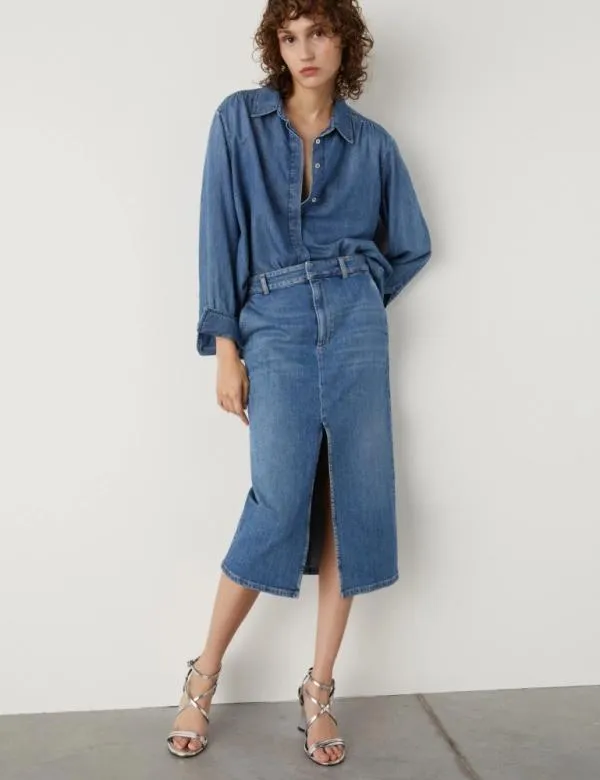 Marella Skirts Women Denim Skirt Blue Jeans