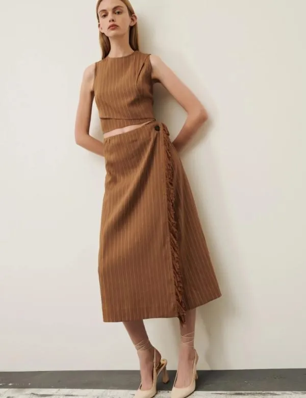 Marella Skirts Women Midi Skirt Burnt Brown