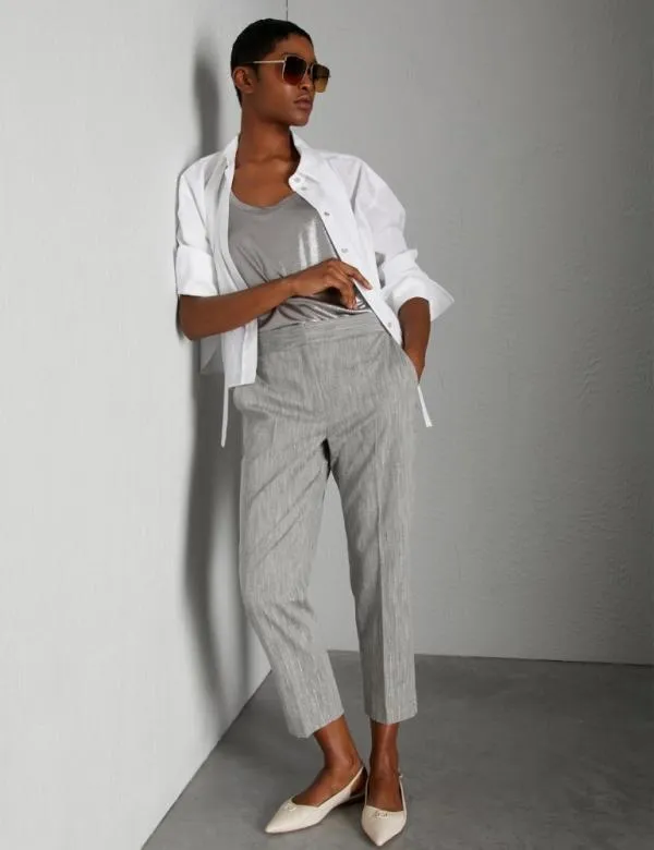 Marella Trousers Women Cigarette Trousers Grey