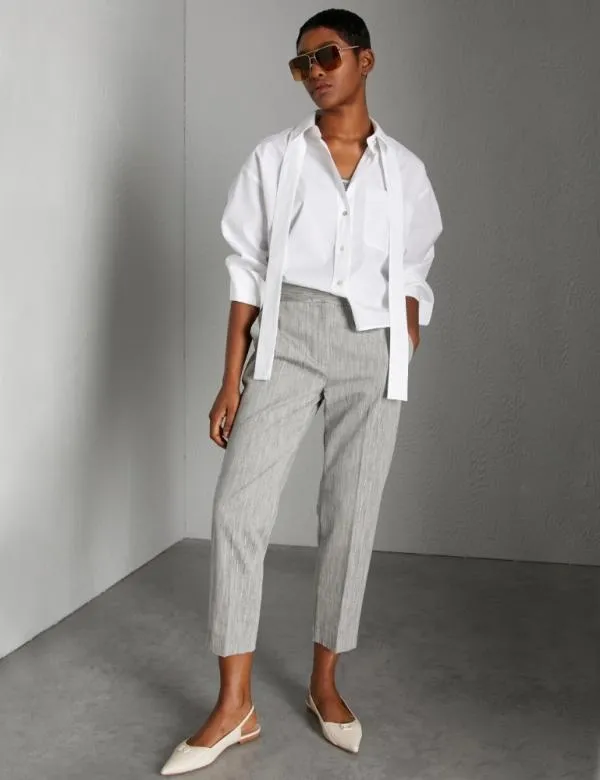 Marella Trousers Women Cigarette Trousers Grey