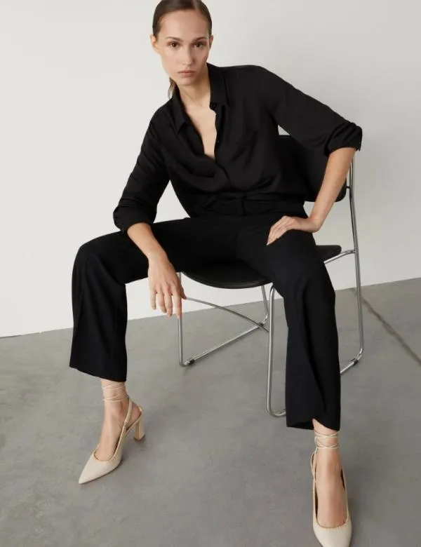 Marella Trousers Women Flared Trousers Black