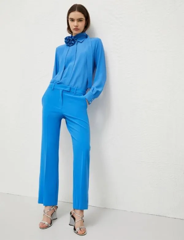 Marella Trousers Women Flared Trousers Deep Blue