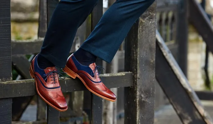 McClean 8211 Cedar Calf Blue Suede Men Barker Shoes Wedding Shoes