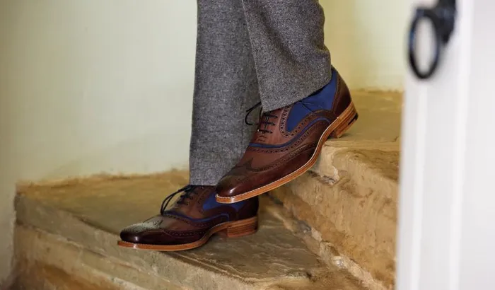 McClean 8211 Cedar Calf Blue Suede Men Barker Shoes Wedding Shoes