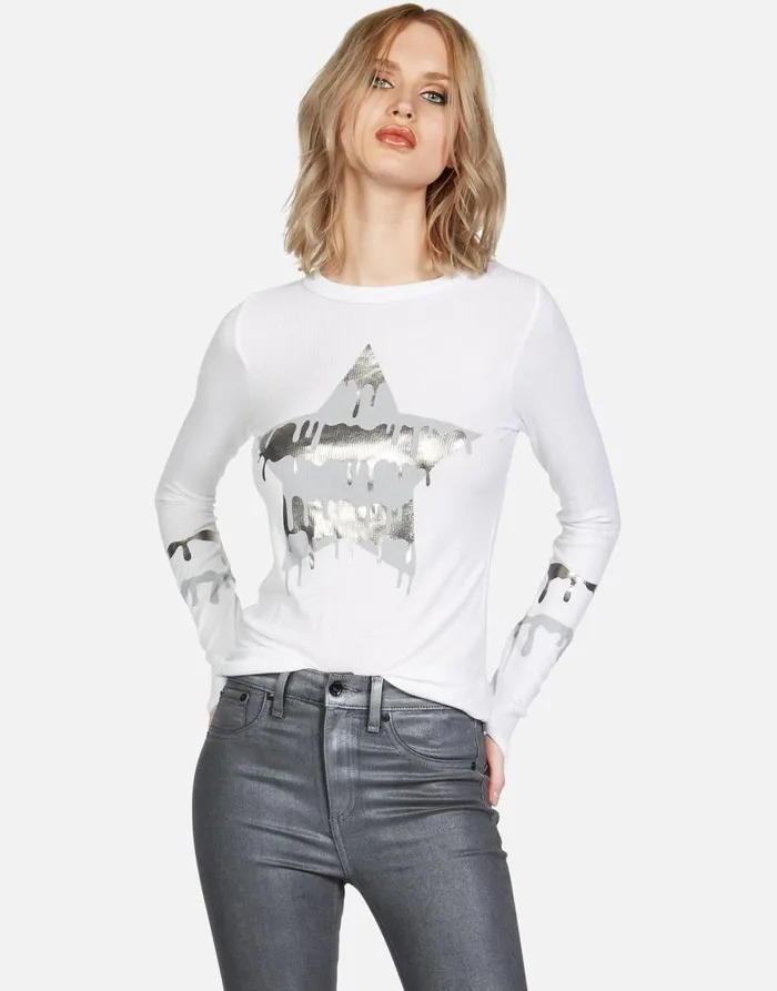 McKinley Dripping Star White Women039s Lauren Moshi Long Sleeve