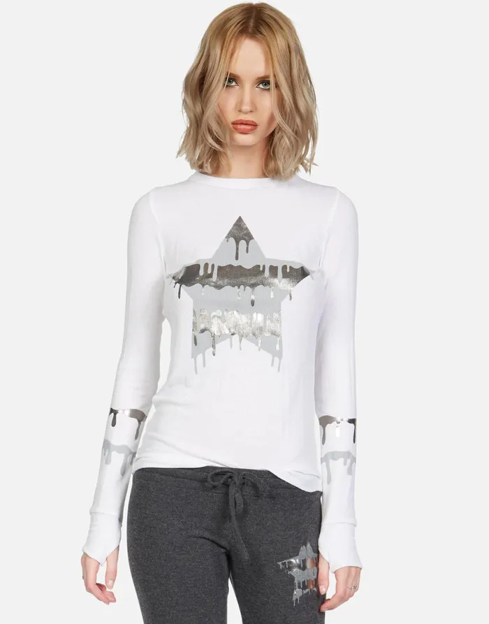 McKinley Dripping Star White Women039s Lauren Moshi Long Sleeve