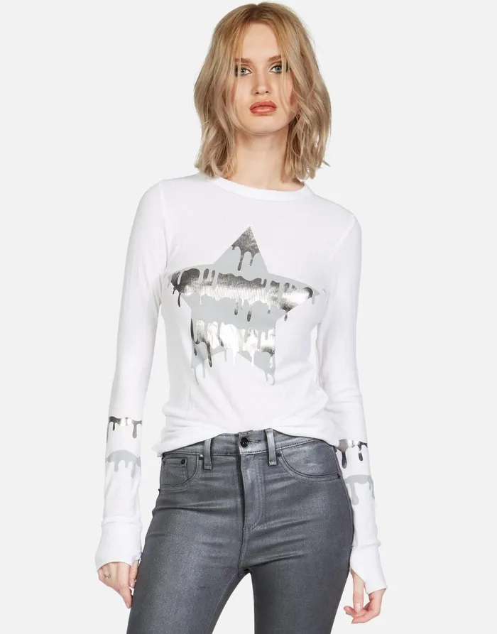 McKinley Dripping Star White Women039s Lauren Moshi Long Sleeve
