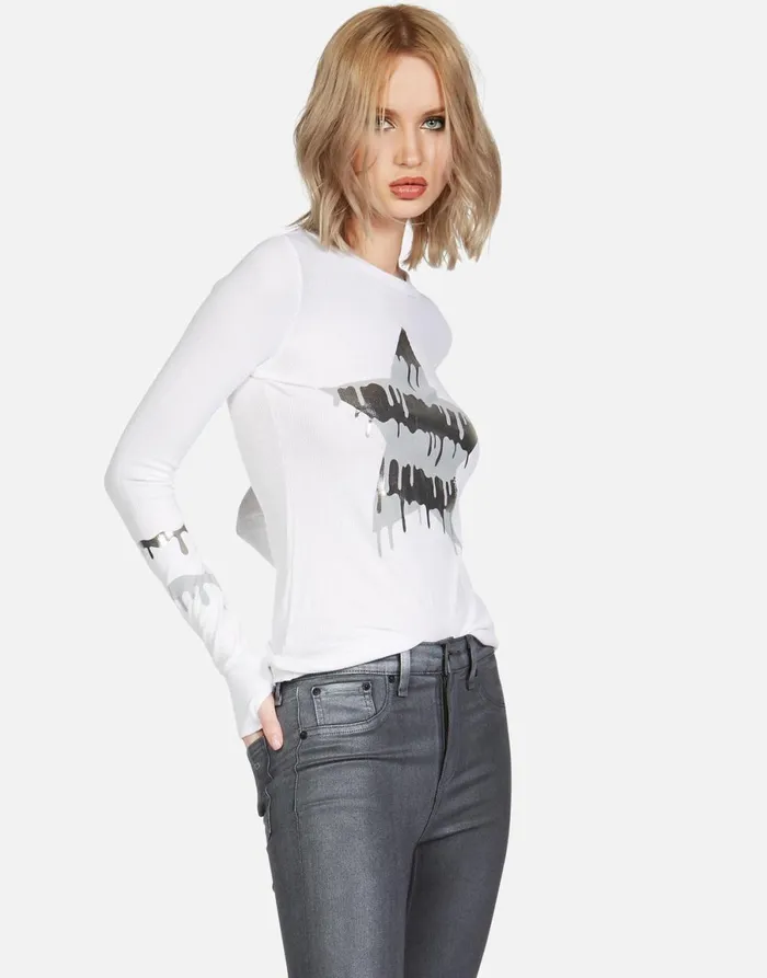 McKinley Dripping Star White Women039s Lauren Moshi Long Sleeve
