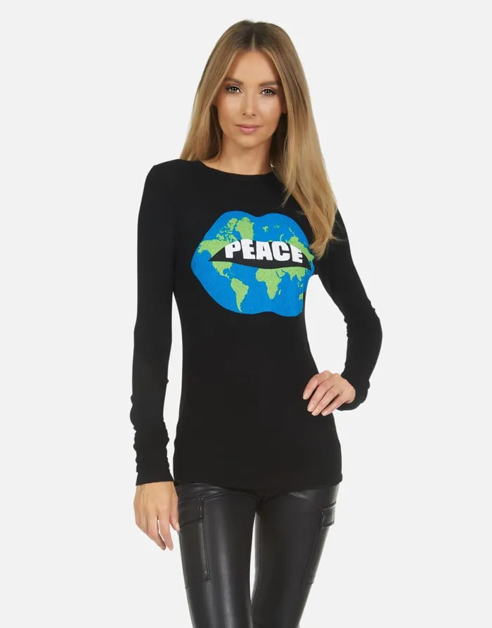 McKinley X World Peace Lips Black Women039s Lauren Moshi Long Sleeve