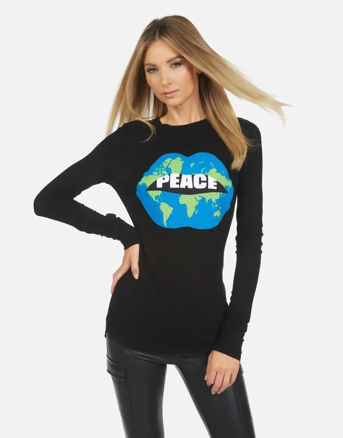 McKinley X World Peace Lips Black Women039s Lauren Moshi Long Sleeve