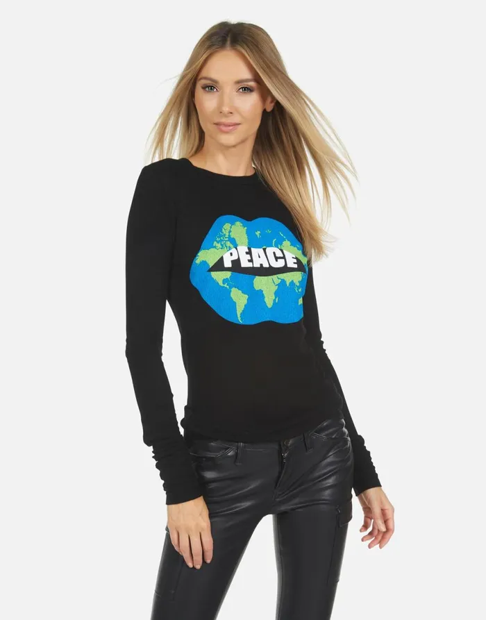 McKinley X World Peace Lips Black Women039s Lauren Moshi Long Sleeve