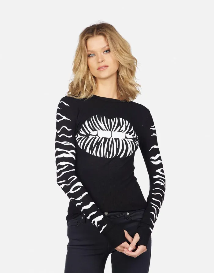 McKinley Zebra Lip Black Women039s Lauren Moshi Long Sleeve