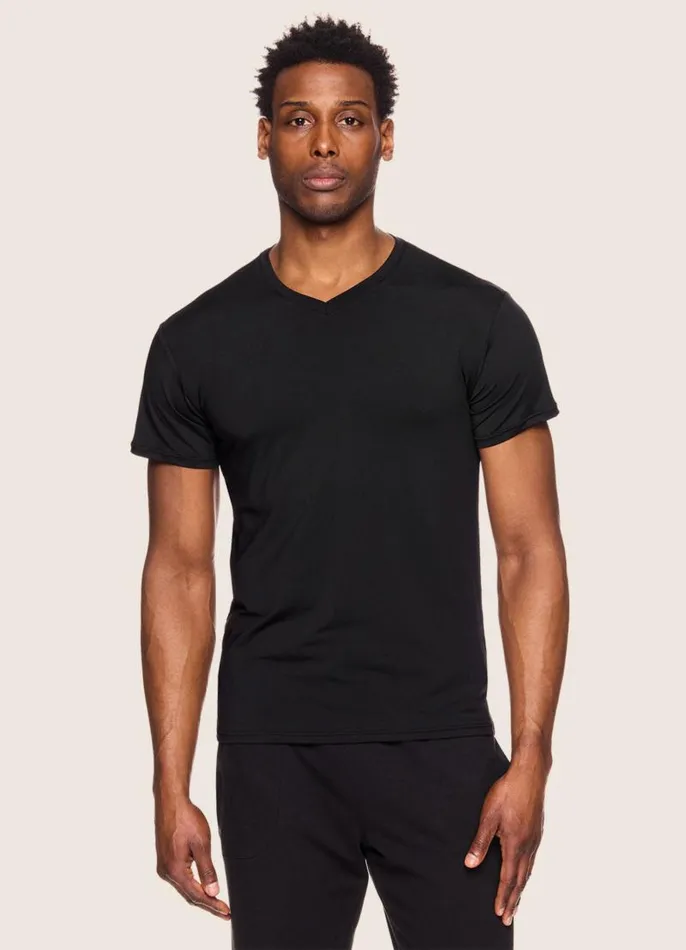 Men 2Pack VNeck Undershirts Black RBX Active TShirts