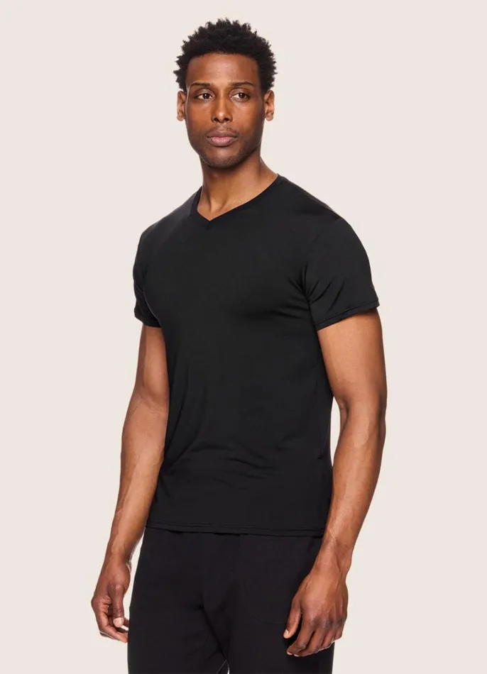 Men 2Pack VNeck Undershirts Black RBX Active Underwear