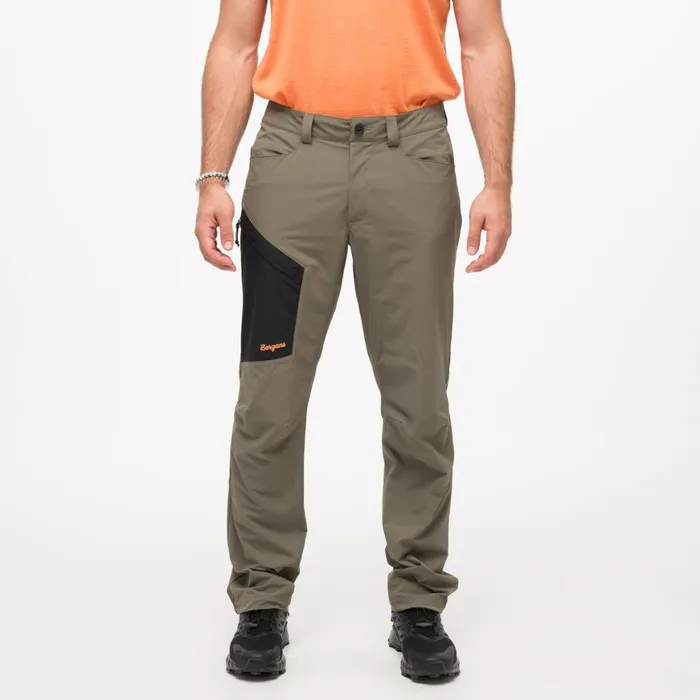 Men Bergans Of Norway Hiking Pants Vaagaa Light Softshell Pants Green Mud Black