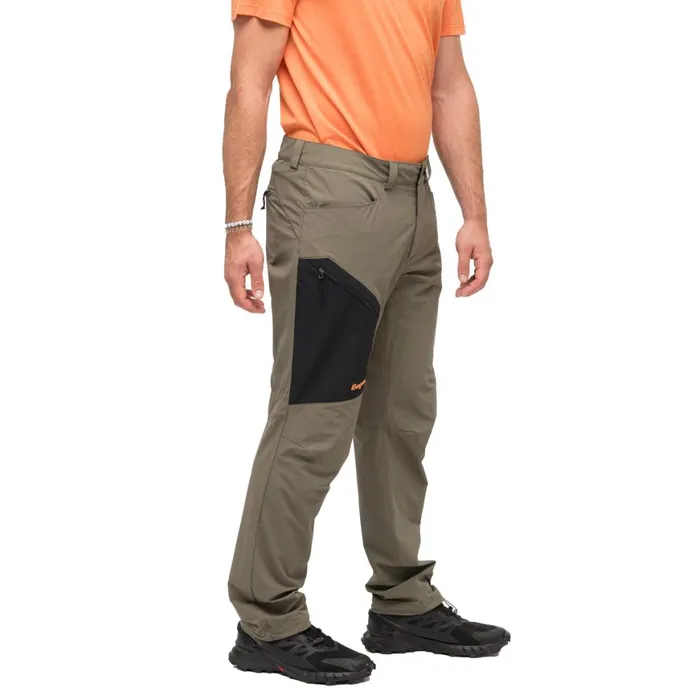 Men Bergans Of Norway Hiking Pants Vaagaa Light Softshell Pants Green Mud Black