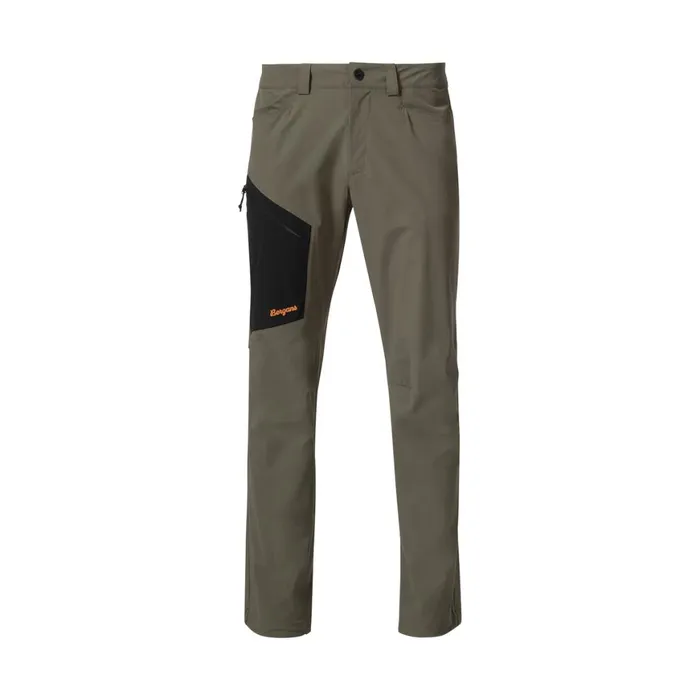 Men Bergans Of Norway Hiking Pants Vaagaa Light Softshell Pants Green Mud Black