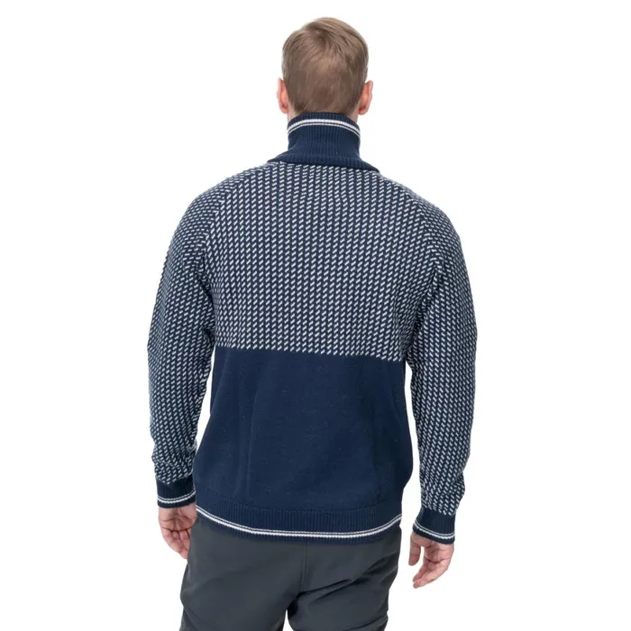Men Bergans Of Norway Jumpers And Long Sleeves Alvdal Wool Half Zip Navy Vanilla White