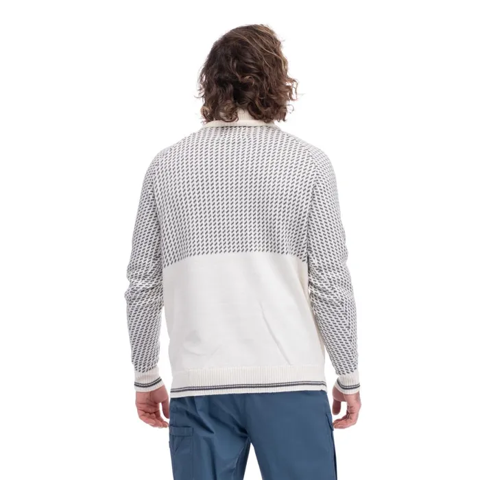 Men Bergans Of Norway Jumpers And Long Sleeves Alvdal Wool Half Zip Vanilla White Solid Dark Grey