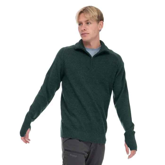 Men Bergans Of Norway Jumpers And Long Sleeves Ulriken Light Merino Jumper Duke Green