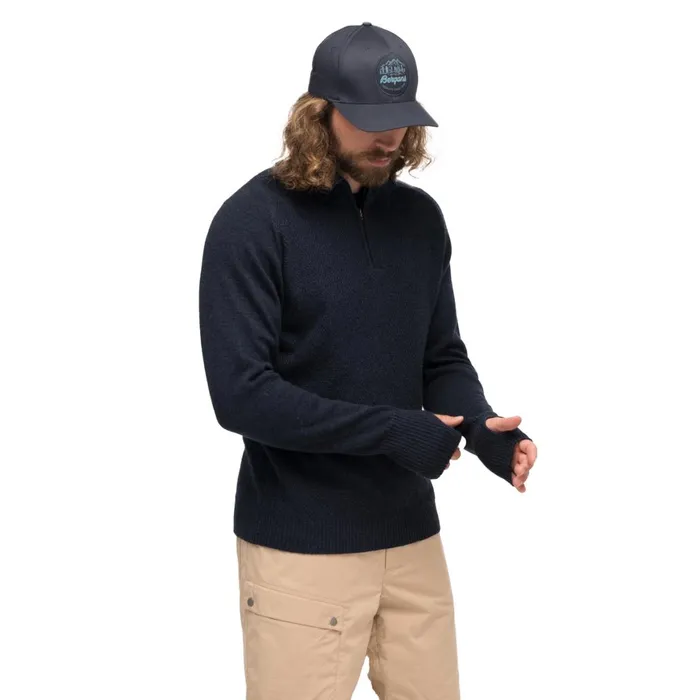 Men Bergans Of Norway Jumpers And Long Sleeves Ulriken Light Merino Jumper Navy Blue