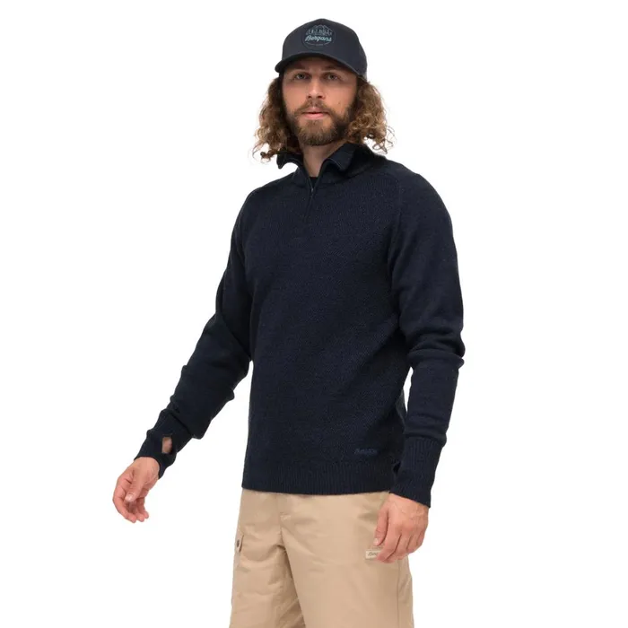 Men Bergans Of Norway Jumpers And Long Sleeves Ulriken Light Merino Jumper Navy Blue