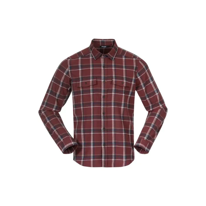 Men Bergans Of Norway Shirts Tovdal Shirt Amarone Red Dark Shadow Grey Check