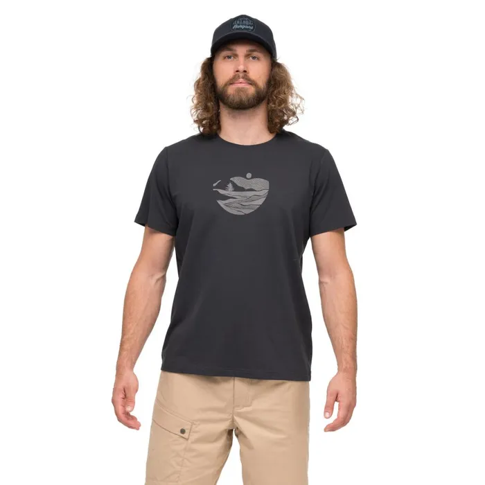 Men Bergans Of Norway TShirts Nordmarka Organic Cotton Print Tee Dark Shadow Grey