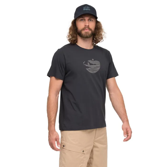 Men Bergans Of Norway TShirts Nordmarka Organic Cotton Print Tee Dark Shadow Grey