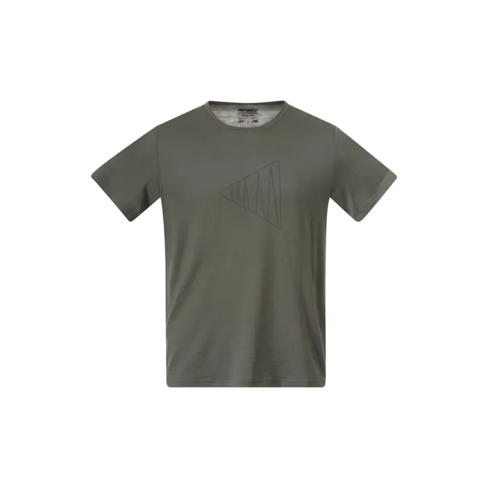 Men Bergans Of Norway TShirts Vaagaa Adventure Merino Tee Green Mud