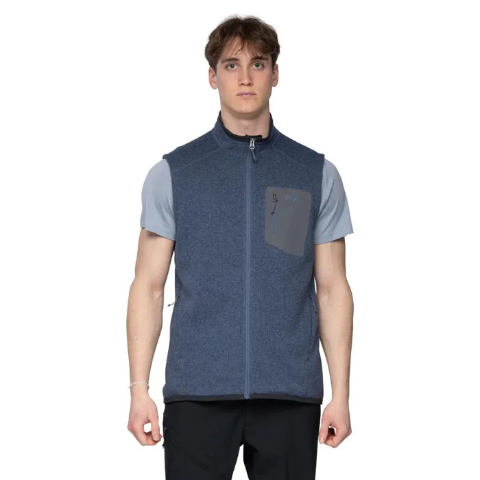 Men Bergans Of Norway Vests Kamphaug Knitted Vest Granite Blue