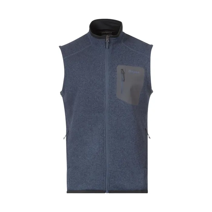 Men Bergans Of Norway Vests Kamphaug Knitted Vest Granite Blue
